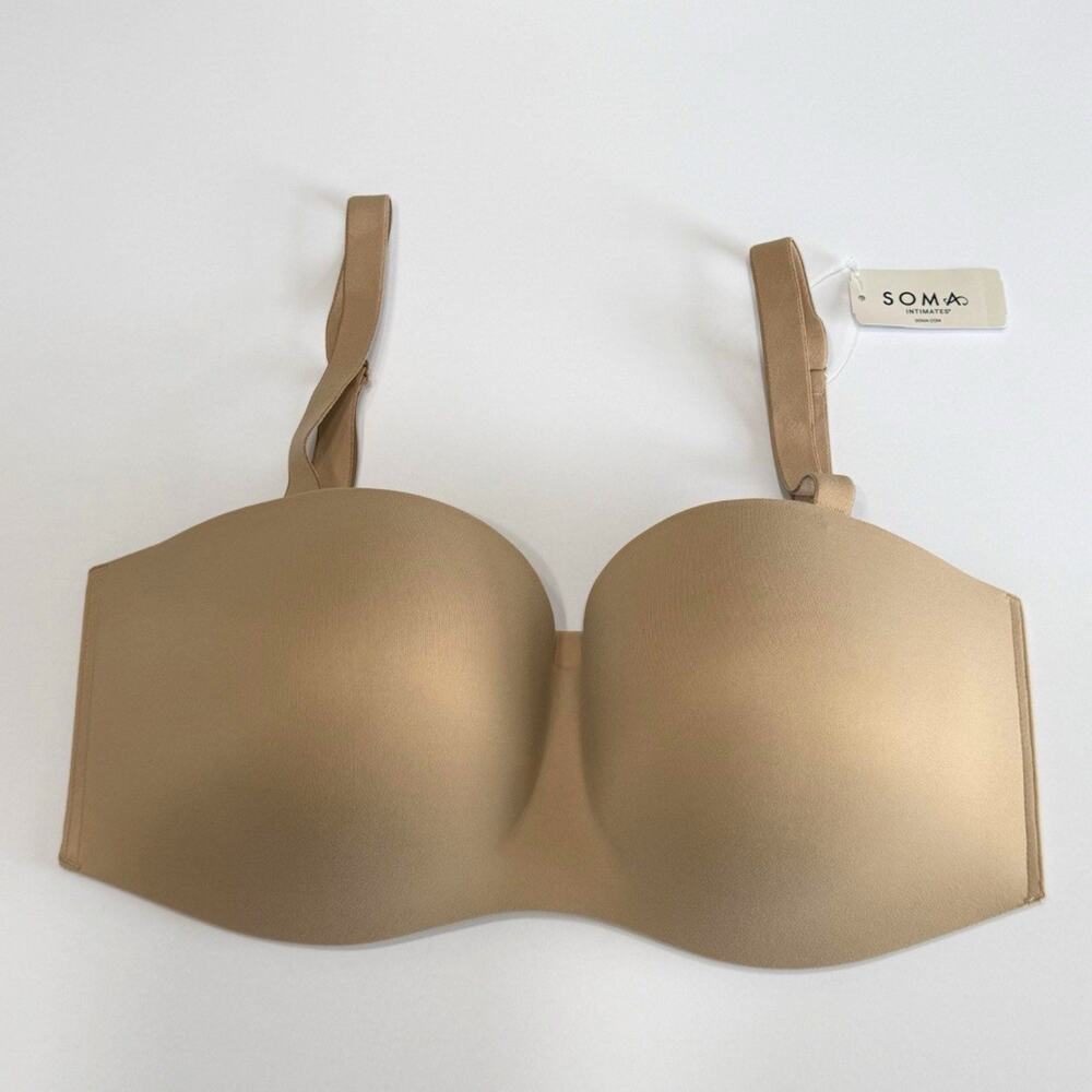 Soma Enbliss Stay-Put Strapless Bra 36DDD Warm Amber Multi-Way Wireless NWT